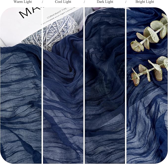 12 Pack Navy Blue Cheesecloth Table Runner 10FT Boho Gauze Cheese Cloth Table Runner Rustic Sheer Fabric Table Runners for Wedding Bridal Shower Baby Shower Party(21.5×120 Inch)