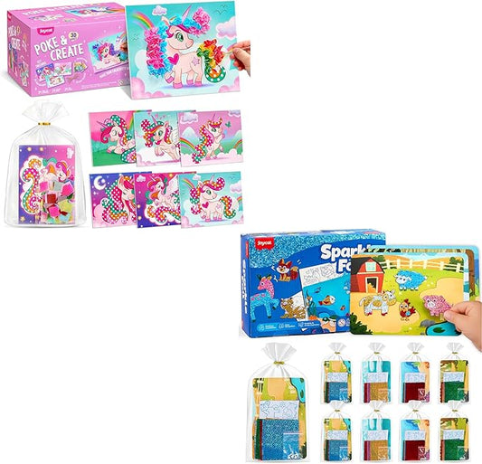 JoyCat 24 Pack Unicorn Poke Art +24P Foil Craft Party Favors -Sticker Craft Kits for Kid, Mess-Free Art and Craft for Kids Ages 4 5 6 7 8 9,Classroom Prizes & Goodie Bag Easter Basket Stuffer