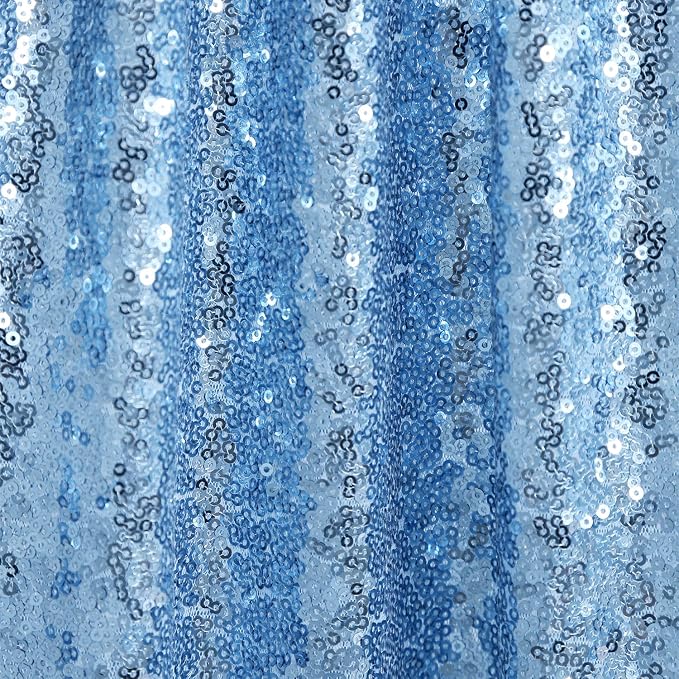 B-COOL Baby Shower Table Cloth 90x132 Inch Sequin Tablecloth Glitter Overlays Baby Blue Sparkly Glam Wedding Decor Shimmer Mermaid Theme Party Decor