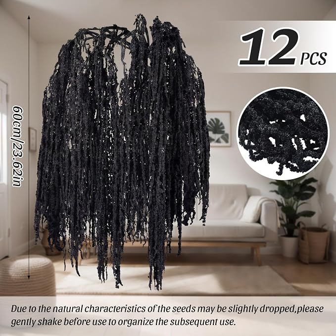 Suncalla 12 Pcs Black Spring Natural Dried Amaranthus Hanging Flowers Amaranthus Artificial Flowers for Wedding Arch Bouquet Floral Garland Wall Home Decoration (23 Inch)