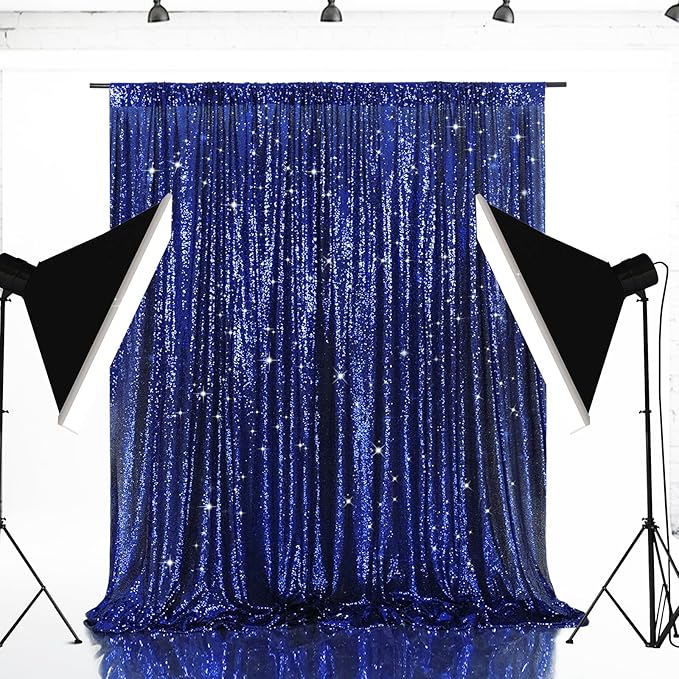 Eternal Beauty Navy Blue Sequin Backdrop, 20x10 Ft Glitter Background Curtains for Shimmer Photography Party Wedding Birthday Independence Day Back Drop Decor