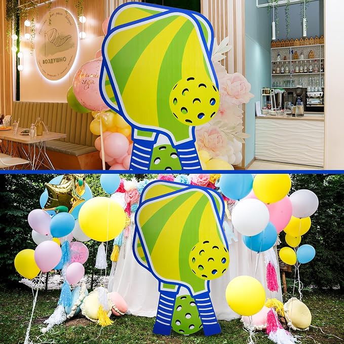 Amyhill 6 Feet Paddle Sport Cardboard Cutout Stand-up Dink Ball Themed Party Decoration Green Ball Backdrop Photo Prop Stand up for Sport Birthday Party Baby Shower Supplies