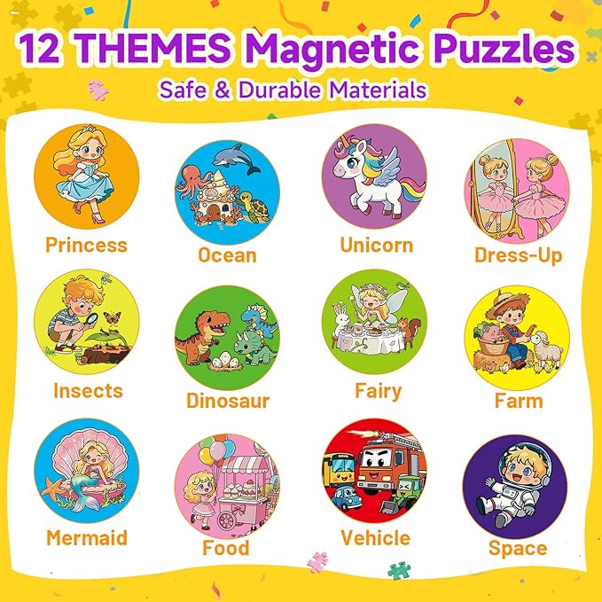 WAWIBEE12 Pack Easter Party Favors for Kids, Magnetic Puzzle Books Bulk for Toddlers 3-5 & Kids 4-8, Goodie Bag Stuffers, Classroom Prizes, Birthday Return Valentine’s Day Gifts, Travel
