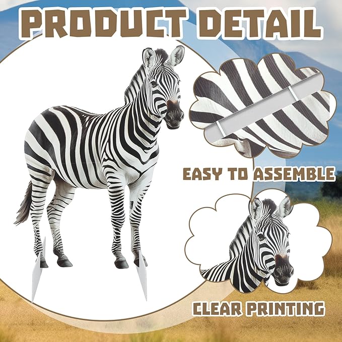 Leinuosen 5 Pcs Large Wildlife Safari Party Stand Decorations Set Africa Jungle Cardboard Cutouts Elephant Lion Zebra Rhino Gorilla Animal Decor Theme Birthday Camping Party Supplies for Photo Prop