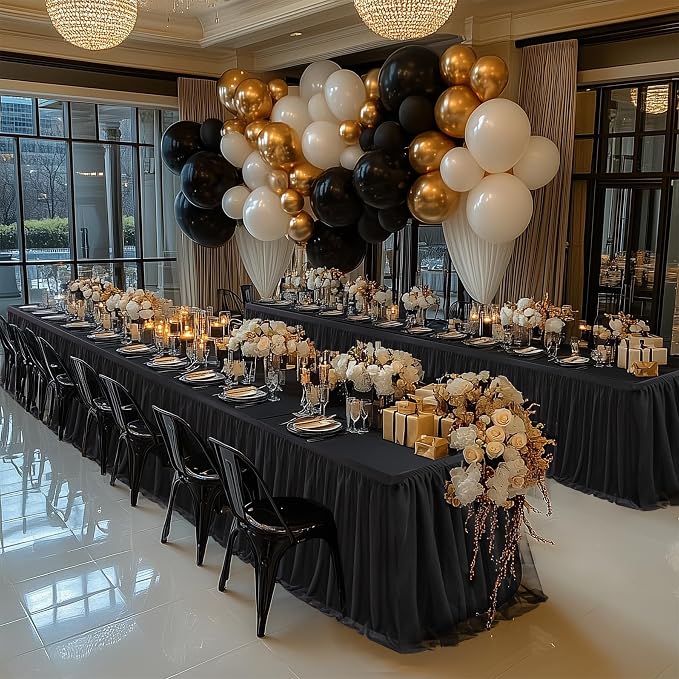 HB HBB MAGIC Black Table Cloths 6 Foot Rectangle Tulle Table Skirt Rectangle Tables 6ft Fitted Spandex Table Covers Stretch Elastic Banquet Party Baby Shower Wedding Table Cloths