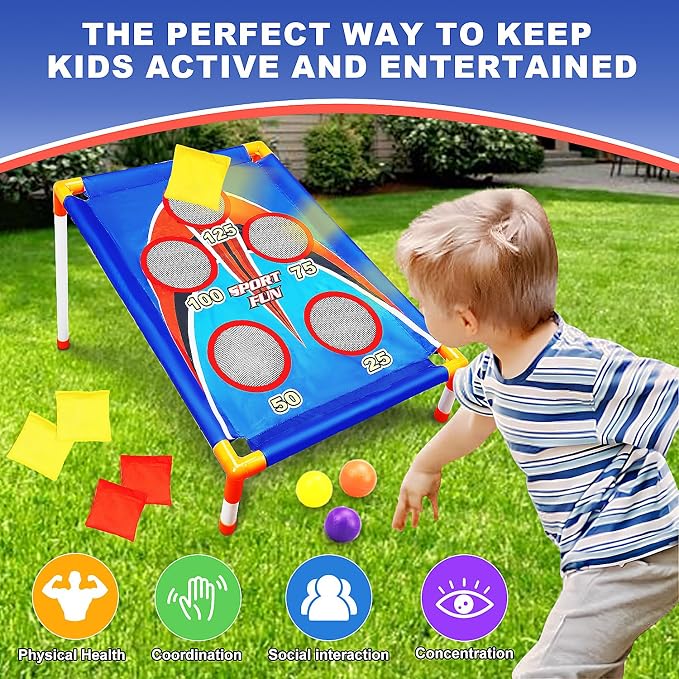 TOY Life Bean Bag Toss Game, Outside Toys for Kids Ages 4-8, Kids Outside Toys, Outdoor Games for Kids 3-6, Kids Birthday Party Games, Kids Cornhole Game Set, Lawn Games for Kids, Easter Party Game