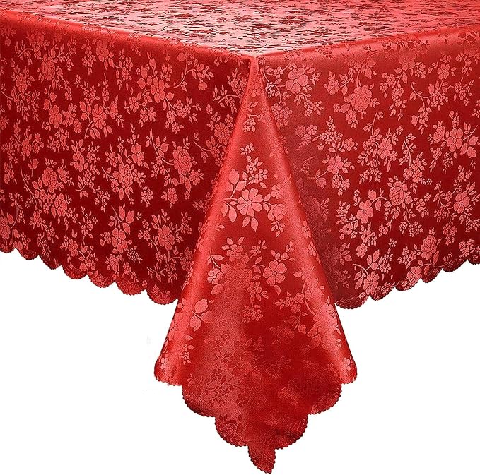 Smiry Rectangle Table Cloth, Waterproof Heavy Duty Vinyl Tablecloths, Wipeable Washable Table Cover for Kitchen and Dining Room (Red, 54" X 108")