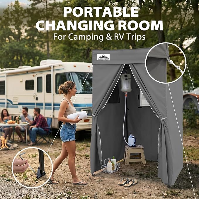 EAGLE PEAK 4x4 Pop Up Changing Tent, Flat Top Changing Room, Dark Gray | Portable, Privacy Tent, Pool Cabana, Dressing Room, Shower & Toilet Use, Opaque Fabric, Instant Setup, Photoshoots, Camping