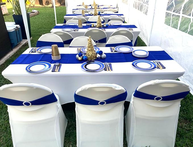 24 Pack Royal Blue Satin Table Runners, 12 x 108 Inch Table Runners for Rectangle Round Tables,Smooth Satin Table Runner for Wedding,Birthday Party Banquets Graduation Engagements Decoration