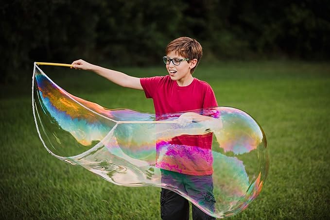 4 Big Bubble Wands & WOWMAZING Giant Bubble Powder Mix-6 Packets Makes 6 GALLONS | Turns Dish Detergent into Big Bubbles | Non Toxic Safe & Natural | Birthdays, Outdoor Family Fun for Girls & Boys
