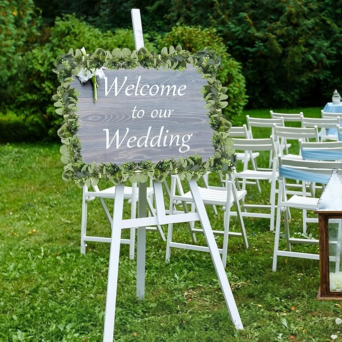 Zerzsy 2 Pack Artificial Eucalyptus Garlands, 5.9FT Hanging Eucalyptus Leaves Vines Spring Garland Decorations, Fake Silver Dollar Greenery for Mantel Wedding Centerpieces Backdrop Arch Table Decor