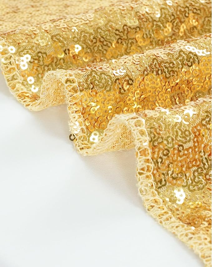Eternal Beauty Gold Tablecloth, 90x156 Inch Sequin Rectangle Table Cover for Valentines Cake Dessert Exhibition Party Birthday Events
