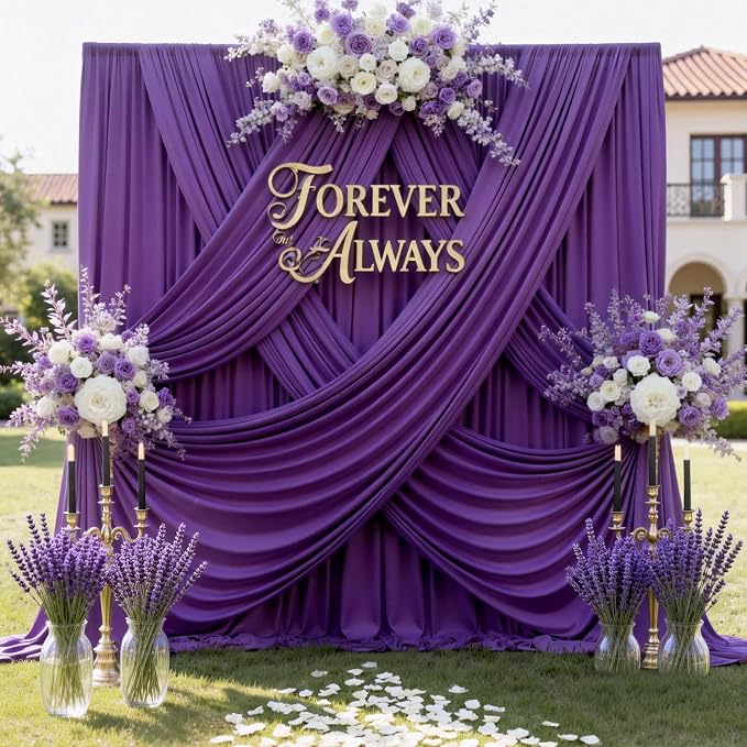 12ft x 10ft Purple Backdrop Curtains for Parties, Wrinkle Free 2 Panels Photo Backdrop Drapes Back Drop Cloth for Wedding Birthday Photography Background Decor