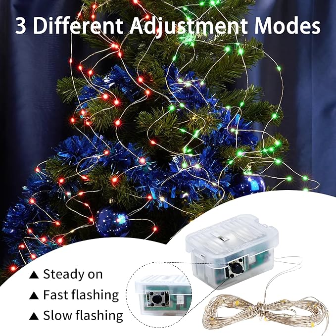 8 Pack Fairy Lights 7Ft 20 LED Twinkle String Lights 3 Modes Battery Operated Waterproof Firefly Starry for Mason Jar Party Wedding Christmas Valentines Day Table Centerpieces,Red&Green