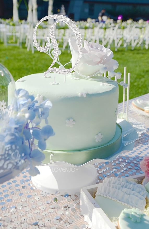 LOVENJOY Gift-Boxed Rhinestone Monogram Cake Topper Letter D Silver