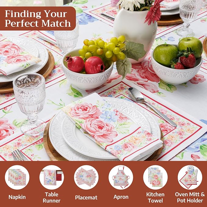 Maison d' Hermine Table Cloth Rectangle Table 100% Cotton 60 x 108 Inches Tablecloth Reusable Decorative for Dining Kitchen Room Farmhouse Party Home Hotel Restaurant Spring Summer - Vintage Floral