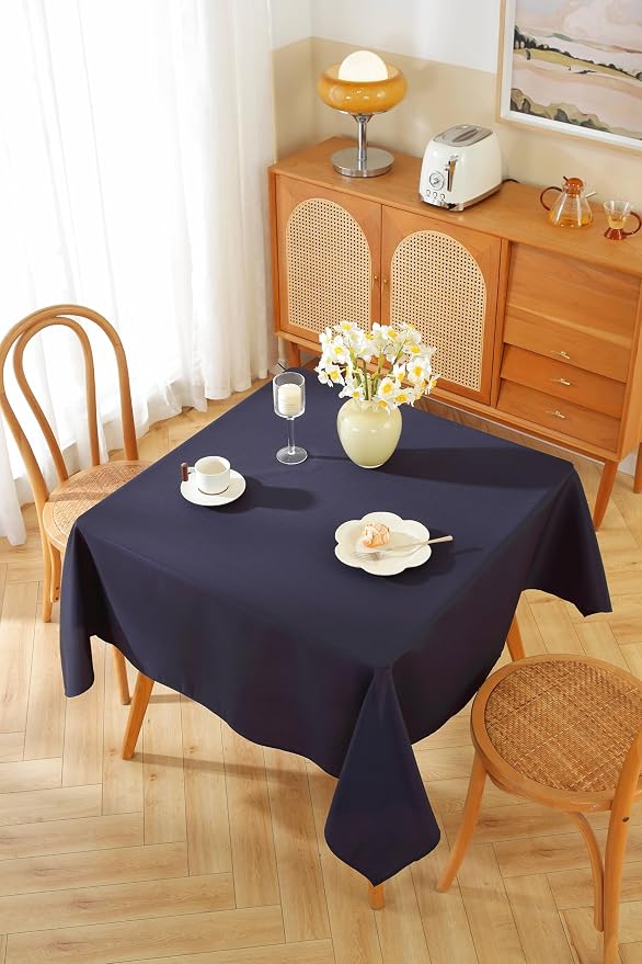 5 Pack Square Tablecloth 70 x 70 Inch Navy Blue Tablecloth, Polyester Fabric Washable Table Cloth for Home, Party, Wedding or Restaurant Use.