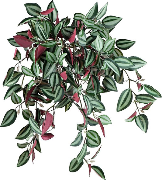 FiveSeasonStuff Real Touch Artificial Hanging Foliage Plant Tradescantia Zebrina House Plants 2 Stems