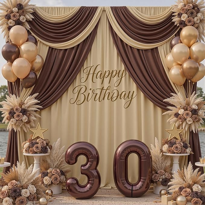 20x10ft Champagne Backdrop Curtains for Parties, 4 Panels 5x10ft Wrinkle-Free Polyester Background Curtains for Wedding, Birthday, Baby Shower,Graduation, Decorations