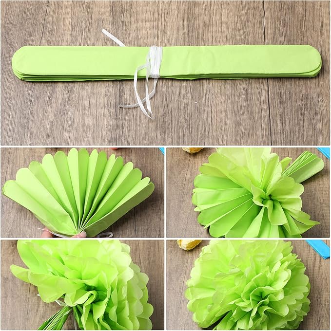 Janinka Color Hanging Decorations- Tissue Paper Pom Poms and Fans Ceiling Decorations Paper Flowers for Birthday, Baby Shower, Bachelorette Bridal Wedding Supplies