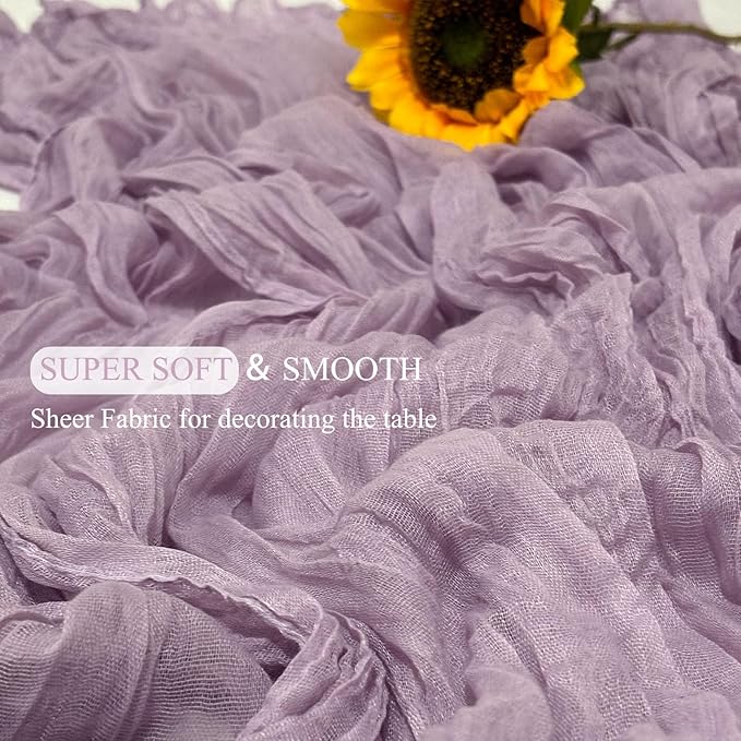 6Pack Lavender Cheesecloth Table Runner 10Ft Gauze Table Runner Lavender Cheese Cloth Table Runners Long Sheer Fabric Tablerunners for Wedding Party Bridal Shower Thanksgiving Christmas