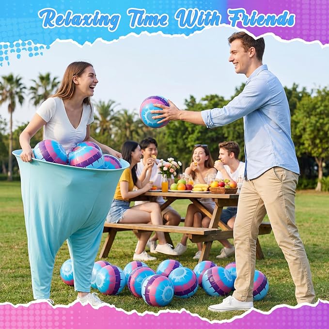 26 Pcs Granny Pants Outdoor Game Set, 4 Giant Pants with 20 Bouncy Balls & 2 Pumps Yard Funny Toss Relay Backyard Game for Adults Family Beach Party Favor
