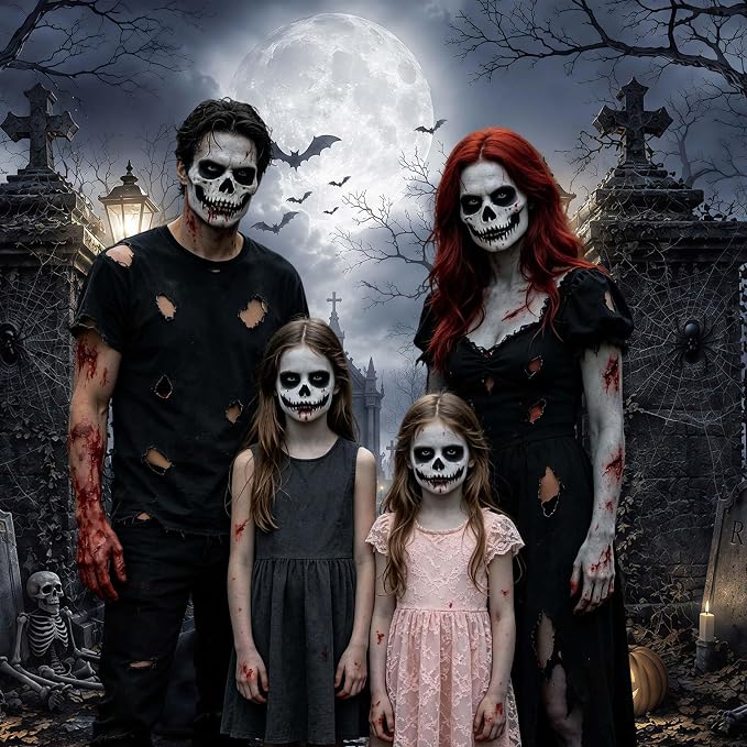 20x10ft Halloween Backdrop Spooky Cemetery Castle Full Moon Pumpkin Black Cat Skeleton Photography Background, Horror Fall Party Decor Photo Booth Props, Kids Birthday Studio Wall Decor Banner