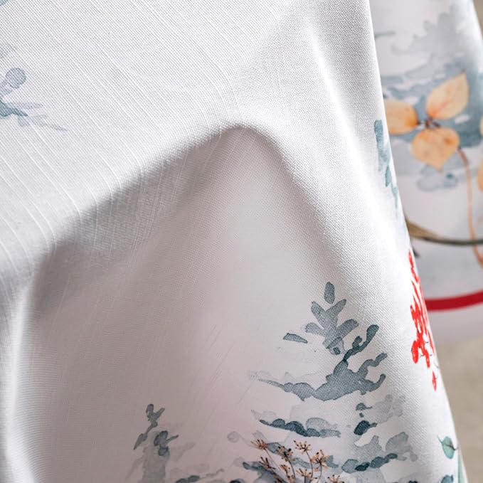 Maison d' Hermine Table Cloth Round Table 100% Cotton 63 Inches Fall Tablecloth Reusable Everyday Use for Thanksgiving Christmas Decorations Dining Farmhouse Party (Morzine)
