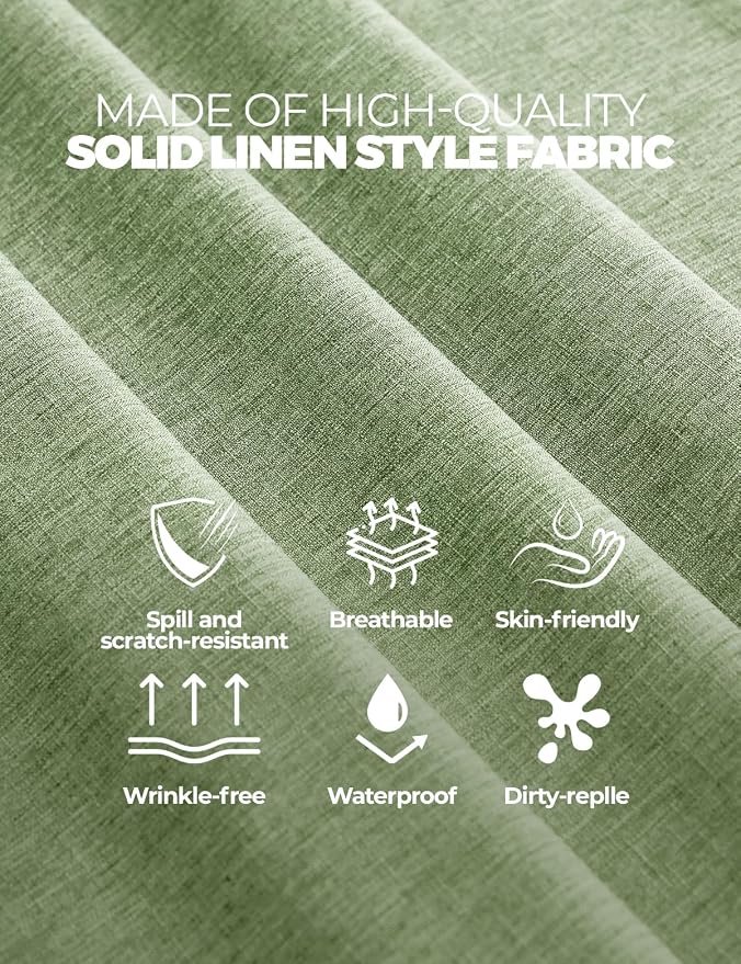 Decorelia Faux Linen Farmhouse Table Cloth 60"x104" for 6 ft Rectangle Table, Denim Blue Waterproof Outdoor Washable Cloth Tablecloth for Rectangular Dining Room Kitchen Outdoor Party Restaurant Decor