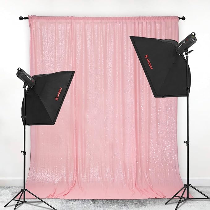 PartyDelight Pink Sequin Backdrop 6x8ft 4 Inch Rod Pocket | Dense 3mm sequins on mesh backing with 4 inch rod pocket for full body photos ceremony arches party walls and stage displays