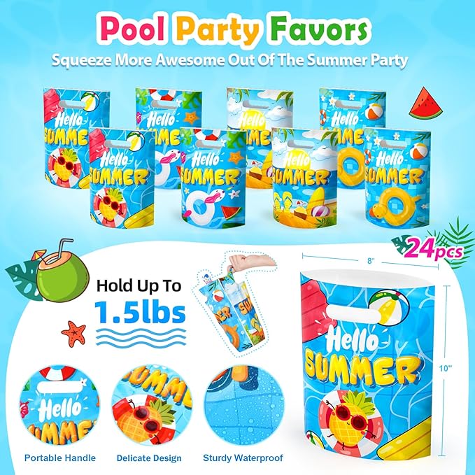 INNOCHEER Pool Party Favors Beach Party Favors for Kids 3-4-5-8-12, 120 PCS Goodie Bags Stuffers for Kids Summer Toys, Beach Balls, Crayons, Coloring Books Beach Pool Toys for Kids Ages 4-8-12