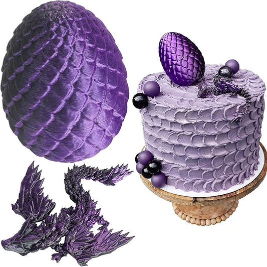 3D Printed Dragon Egg Fantasy Dragon Cake Topper Dragon Eggs Cake Decor Purple Black Balls Cake Decor for Baby Shower Birthday Wedding Party Supplies