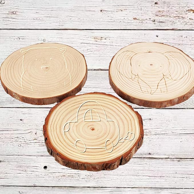 30 PCs 3.5-4 Inch Wood Slices for Crafts,Unfinished Wood Rounds with Bark, Round Wooden Discs Circles for Christmas Ornaments Wedding Rustic Decoration DIY Handcrafts Arts
