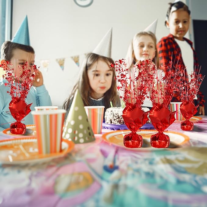Gyufise 6 Pack Metallic Foil Spray Centerpiece Star Table Decoration Burst Table Centerpieces Table Decor for Birthday Wedding Anniversary Graduation Holiday Party Supplies Red