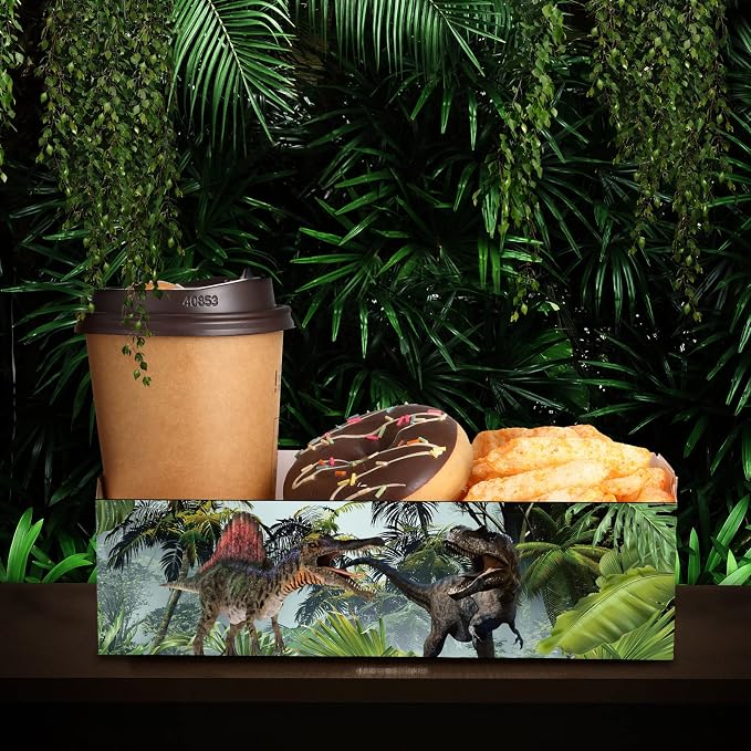 Funtery 50 Pcs Dinosaur Disposable Paper Tray 5lb Dinosaur Food Trays for Party Large Birthday Party Decorations Serving for Nacho Hot Dogs Popcorn Snack