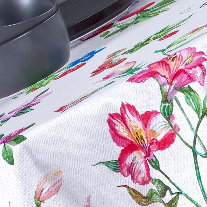 Maison d' Hermine Table Cloth Round Table 100% Cotton 69 Round Inches Tablecloth Reusable Decorative for Dining Kitchen Room Farmhouse Party Home Hotel Restaurant Spring Summer - Giverny
