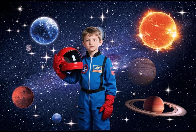 10x6.5FT Space Backdrop for Galaxy Theme Party – Extra Large Starry Universe Backdrop with Brass Grommets, Double Stitched Edges & Ribbon for Photo Booth, Wall Decor & Kids Birthday Photography