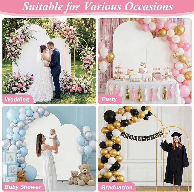 Arttown Arch Backdrop Stand and Cover Set 7.2FT and 6FT Wedding Arch Backdrop Stands and Matching White Cover Set Suitable for Wedding Celebration Birthday Party Graduation Ceremony Event Decoration