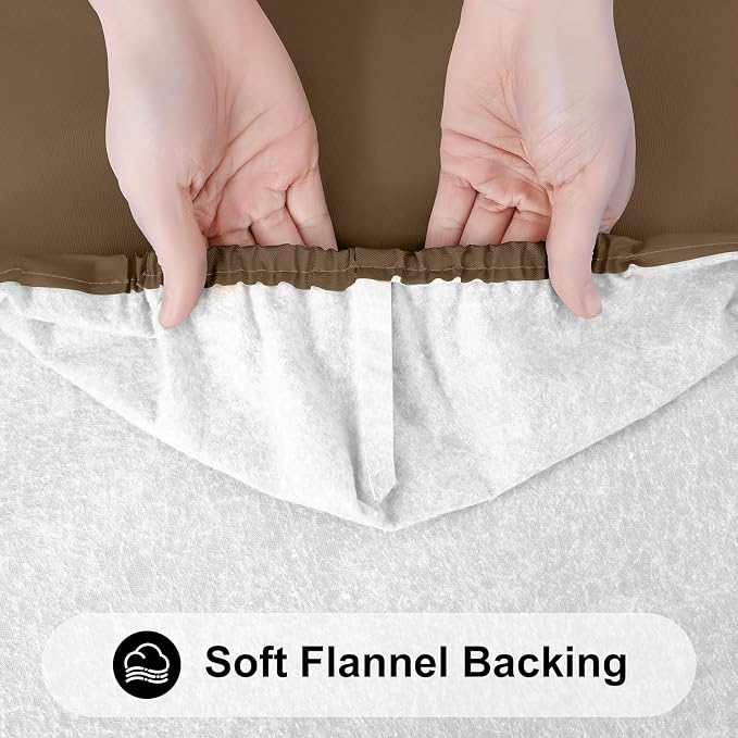 Smiry 3 Pack Rectangle Table Cloth, Elastic Fitted Flannel Backed Vinyl Tablecloths for 8ft Folding Tables, Waterproof Wipeable Table Covers for Indoor, Outdoor, Camping and Picnic (Brown, 30"x96")