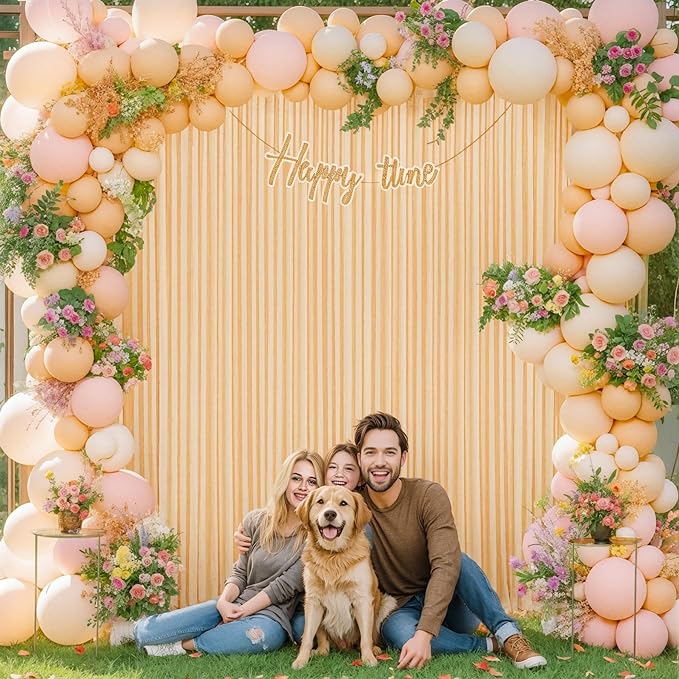 Dark Champagne Backdrop Curtain for Parties Wedding Baby Shower Wrinkle Free Photo Curtains Backdrop Drapes Fabric Decoration for Bridal Shower 5ft x 7ft,2 Panels