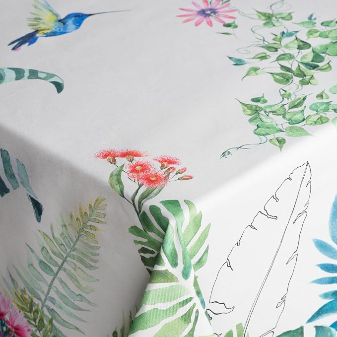 Maison d' Hermine Table Cloth Rectangle Table 100% Cotton 60 x 120 Inches Tablecloth Reusable Decorative for Dining Kitchen Room Farmhouse Party Home Hotel Restaurant Spring Summer - Tropiques