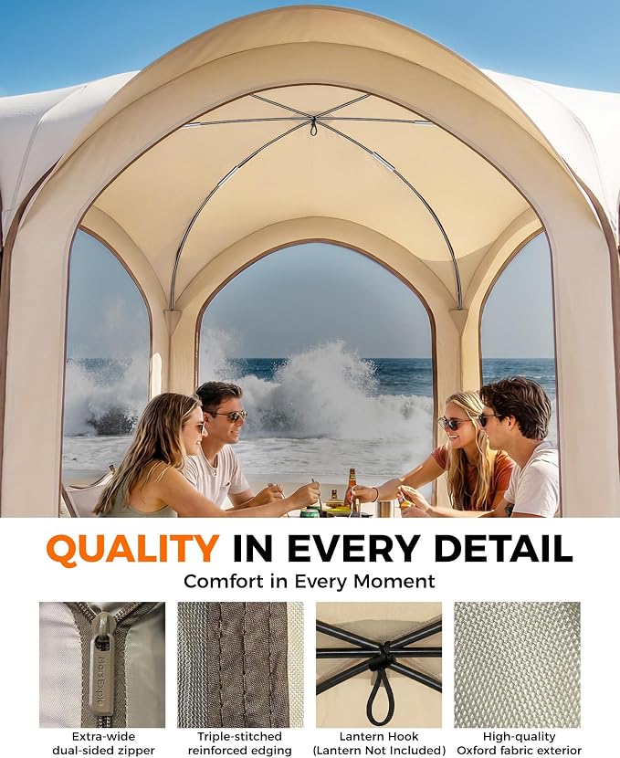 Screen Pop Up House Room Tent, Canopy Sun Shade Shelter for Camping, Patio, Backyard, Deck & Outdoor Activities, Portable Gazebo, 10'x10'