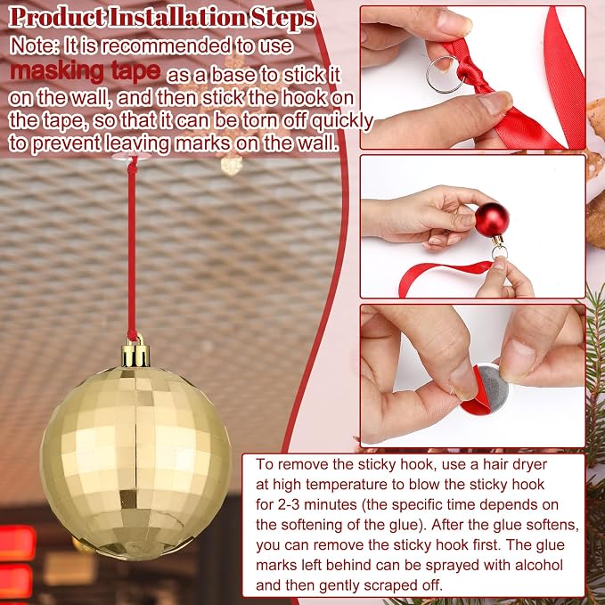 36 Pcs Christmas Balls Ornaments for Ceiling, 1.6'' 2.4'' 3.2'' Large Big Shatterproof Christmas Hanging Decorations Balls for Tree Xmas Holiday Party Indoor(Red, Gold)