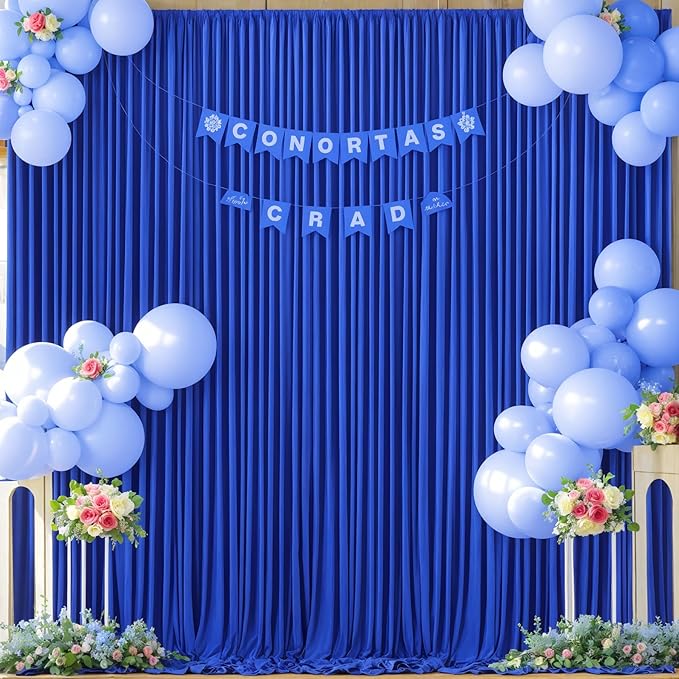 10x10 Royal Blue Backdrop Curtain for Parties Wrinkle Free Blue Photo Curtains Backdrop Drapes Fabric Decoration for Wedding Birthday Party Baby Shower 5ft x 10ft,2 Panels