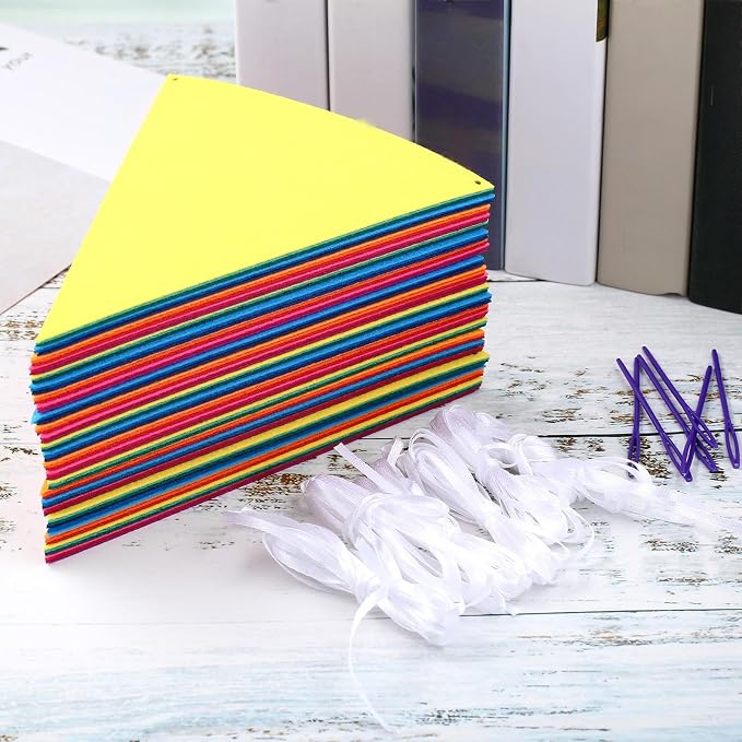 Outus 6 Pack 72 Flags/8.2 ft Rainbow Pennant Banner, Multicolor Bunting String Triangle Flags Garland for Birthday Party Classroom Carnival Baby Shower Indoor Outdoor Decorations(Rainbow Colors)