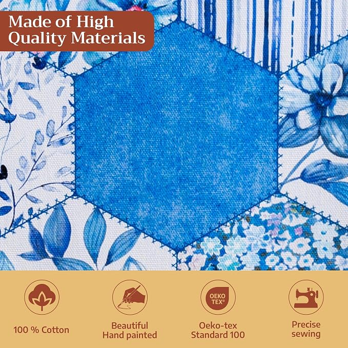 Maison d' Hermine Table Cloth Rectangle Table 100% Cotton 60 x 120 Inches Tablecloth Reusable Decorative for Dining Kitchen Room Farmhouse Party Home Hotel Restaurant Spring Summer - Summer Blues