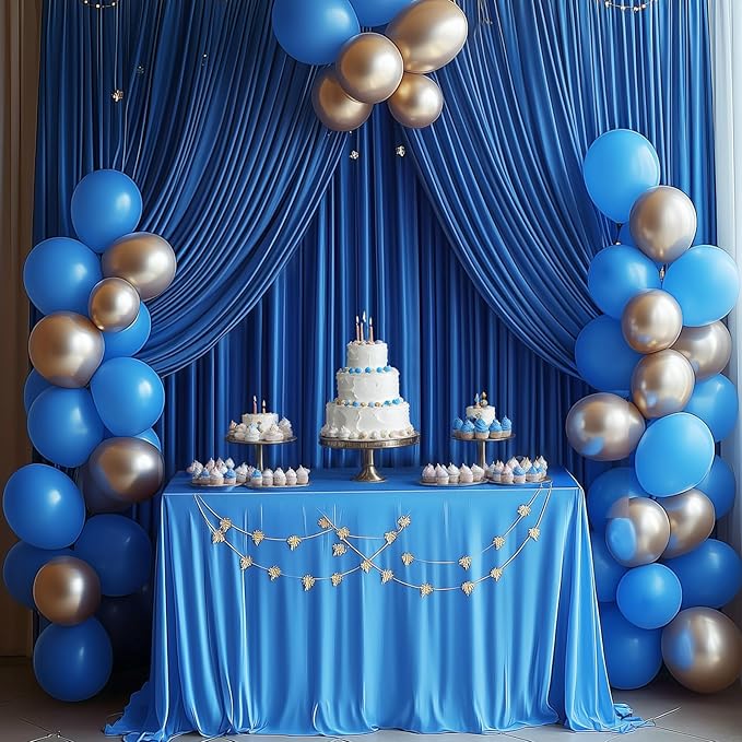 20ft x 12ft Royal Blue Backdrop Curtain for Parties, Wrinkle Free Polyester 4 Panels 5x12ft Photo Backdrop Drapes Back Drop Cloth for Wedding Birthday Party Baby Shower Photography Background