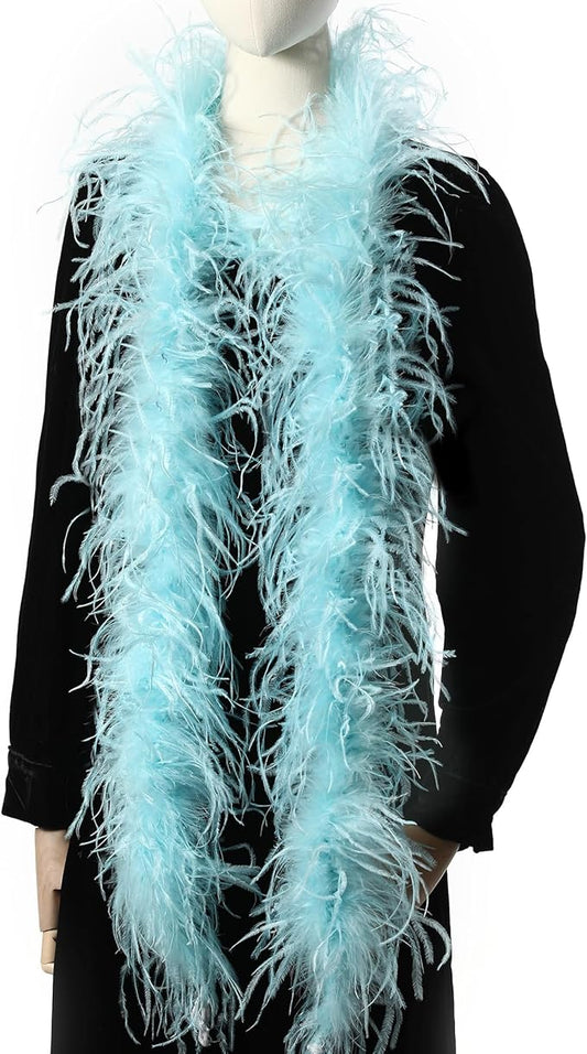 Soarer Turquoise Ostrich Feather Boas – 2yards 3ply Long Boas for Party, DIY Production, Wedding Decoration (Light Turquoise)