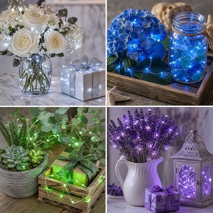 12 Pack Fairy Lights Battery Operated - 7ft 20 Led Twinkle Lights 3 Modes, Bulk Mini String Lights Waterproof for Mason Jars Vases Crafts Party Wedding Decoration Christmas -Multicolor