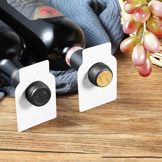 200 Pieces Wine Bottle Tags Paper Cellar Label Reusable Racks Marker Wine Bottle Neck Id Tags Double Sided Bottles Hanging Tag for Seller Bridal Shower Party (White)